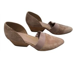 EILEEN FISHER Hilly Wedge d'Orsay Pump Slip-On Shoes Suede Beige Earth 6.5